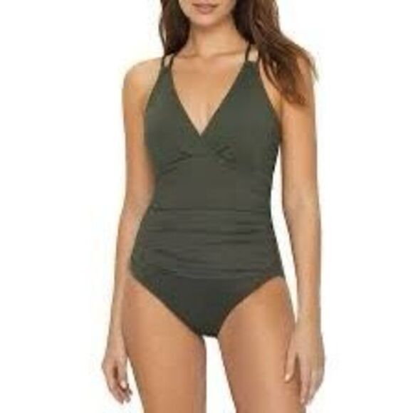 NWT La Blanca one-piece swimsuit from the Island Goddess collection In Olive Gre - Picture 1 of 11